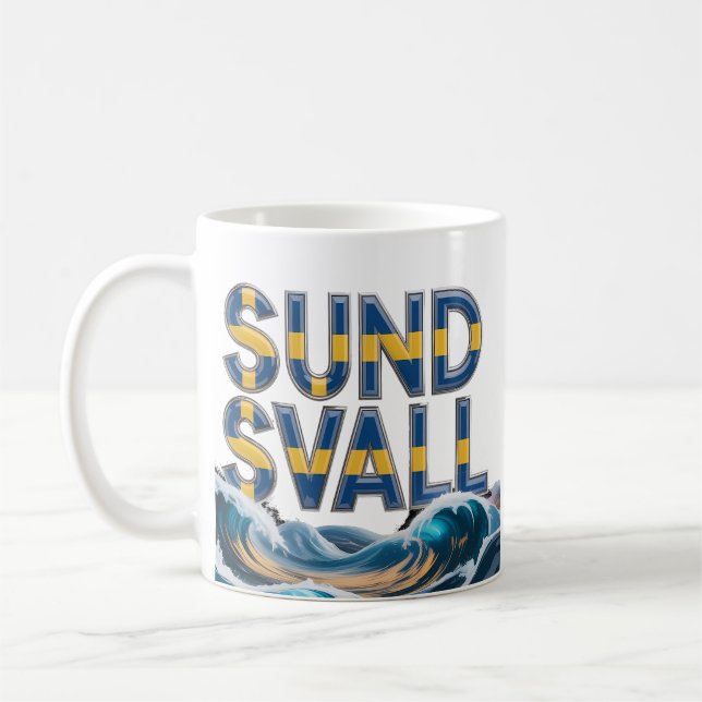 Sundsvall Artistic Ocean Waves Ceramic Mug Kaffemugg (Vänster)