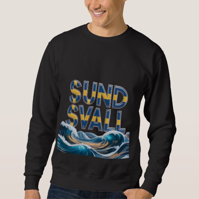 Sundsvall Artistic Ocean Waves Graphic Sweatshirt (Framsida)