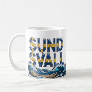 Sundsvall konstnärliga havsvågor keramikkopp kaffemugg