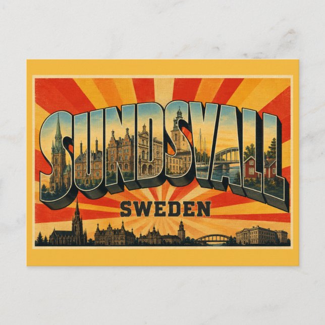 Sundsvall Sverige Stenstaden Vykort (Framsida)