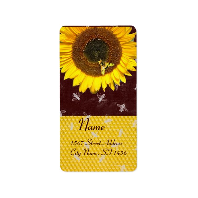 SUNFLÖDE OCH HONUNGA BIN, KÖPER, NÖTKÖTT ADRESSETIKETT (Framsidan)