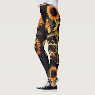 SUNFLÖDEN MED GRÖNT LÖV I SVART LEGGINGS