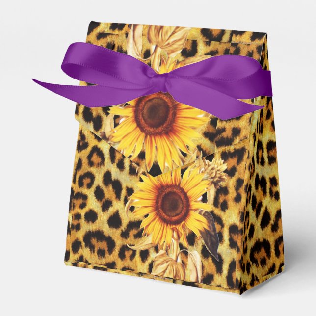 SUNFLÖDEN MED LEOPARD PÄLS BOW SOMMER PARTY PRESENTASKAR (Framsidan Sidan)