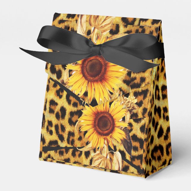 SUNFLÖDEN MED LEOPARD PÄLS BOW SOMMER PARTY PRESENTASKAR (Framsidan Sidan)