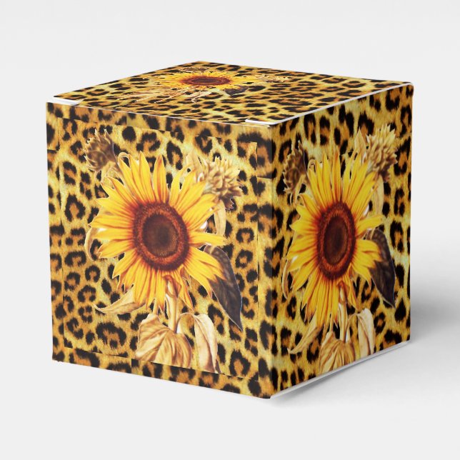 SUNFLÖDEN MED LEOPARD PÄLS BOW SOMMER PARTY PRESENTASKAR (Framsidan Sidan)