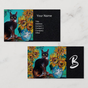 SUNFLÖDEN MED Papper CAT IN BLUE Monogram Black Visitkort