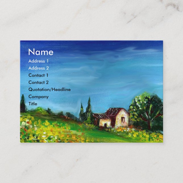 SUNFLÖDEN OCH LANDSBYGDEN I TUSKANI-ITALIEN VISITKORT (Framsida)