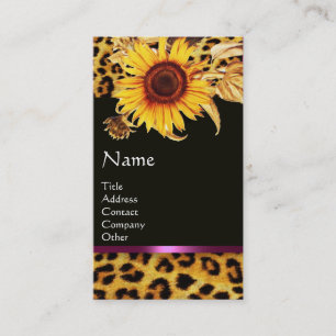 SUNFLÖDEN OCH LEOPARD PÄLS ROSA GEMSTONE MONOGRAM VISITKORT