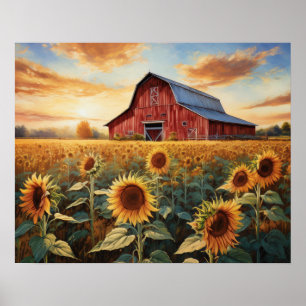 SUNFLÖDEN OCH RÖDA BARN POSTER