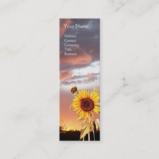 SUNFLÖDEN OCH ROSA SOMMER SUNSET MINI VISITKORT (Framsida)