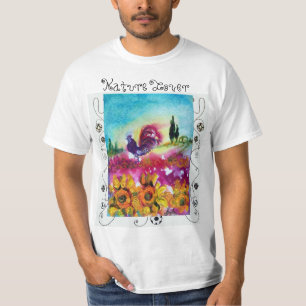 SUNFLÖDEN,POPIER,SVART TUPP-NATUR ÄLSKARE T SHIRT