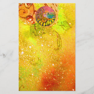 SUNFLÖDENS gult röd brun Brevpapper