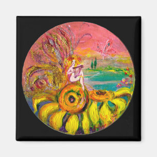 SUNFLÖDENS gult rosa Black Magnet