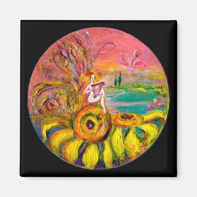 SUNFLÖDENS gult rosa Black Magnet (Framsidan)
