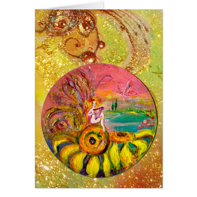 SUNFLÖDENS gult rosa blue Hälsningskort (Framsidan)