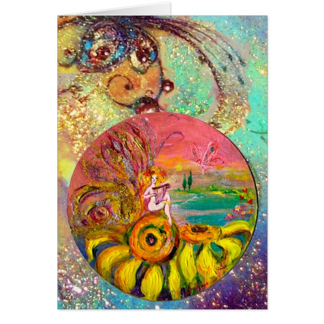 SUNFLÖDENS gult rosa blue Hälsningskort (Framsidan)