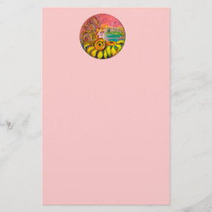SUNFLÖDENS gult rosa Vit Brevpapper