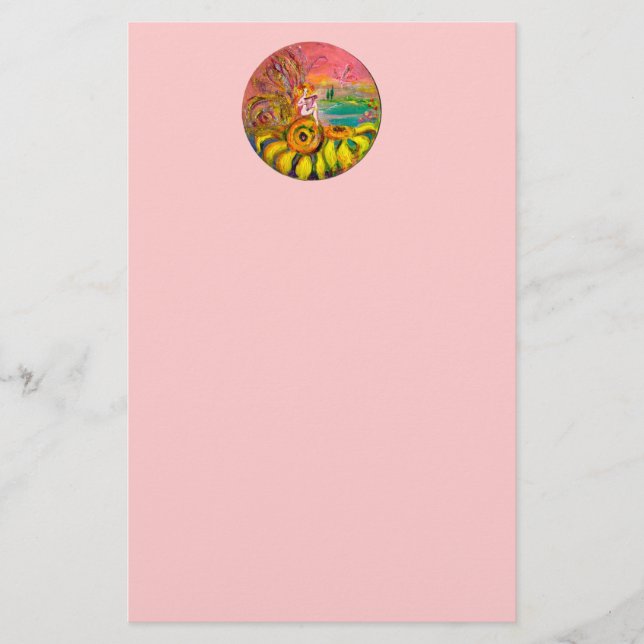 SUNFLÖDENS gult rosa Vit Brevpapper (Framsida)