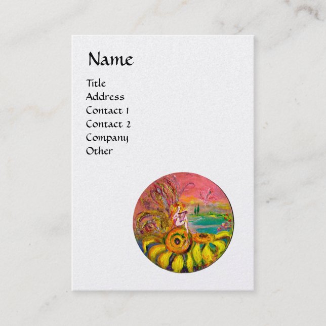 SUNFLÖDENS gult rosa Vitt pärlor Visitkort (Framsida)