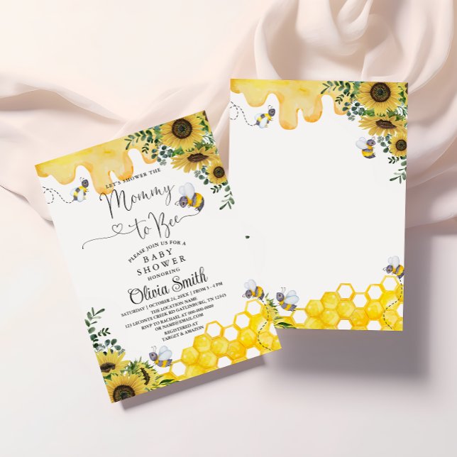 Sunflowe Mamma to Bee Blommigt Baby Shower Inbjudningar (Skapare uppladdad)