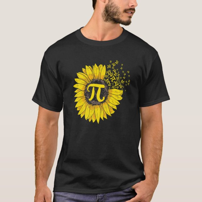 Sunflower 3 14 Pi Number Symbol 100th day of Schoo T Shirt (Framsida)