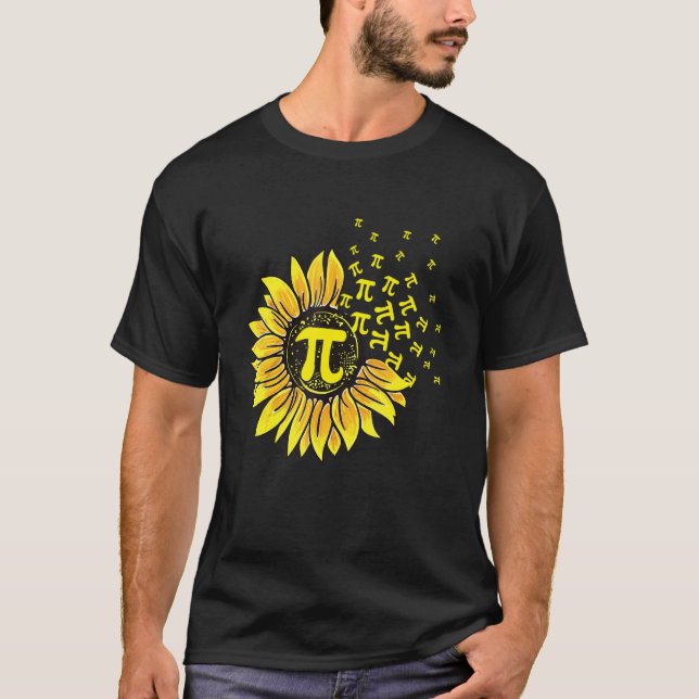 Sunflower 3 14 Pi Number Symbol 100th day of Schoo T Shirt (Framsida)