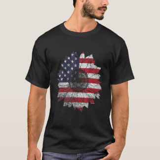 Sunflower 4th Of July  Women American Flag Patriot T Shirt