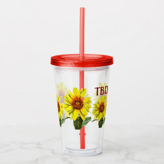 Sunflower Acrylic Tumbler Take Away Mugg
