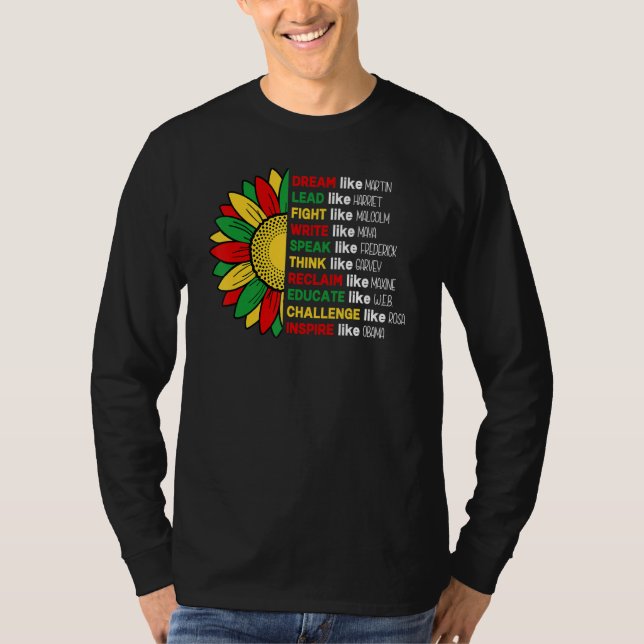 Sunflower African Roots Melanin Black History Blac T Shirt (Framsida)