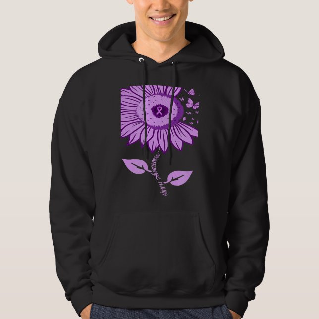 Sunflower Alzheimer's awareness Ribbon Purple Butt Hoodie (Framsida)