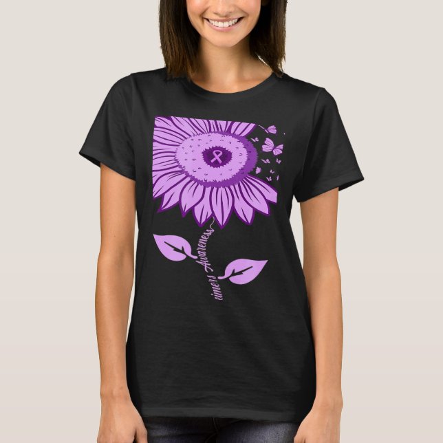 Sunflower Alzheimer's awareness Ribbon Purple Butt T Shirt (Framsida)