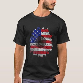 Sunflower American For Women Flower Graphic Flag V T Shirt