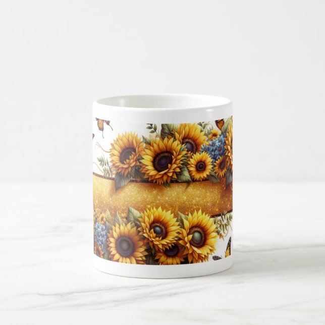 Sunflower and Butterfly Mug Wrap Magisk Mugg (Center)