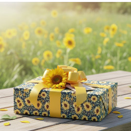 Sunflower and Foliage Pattern Gift Wrap Paper Presentpapper