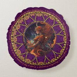 Sunflower Astro Sagittarius Zodiac Affirmations Rund Kudde