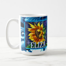 Sunflower at Night Flower Floral Personalized Kaffemugg