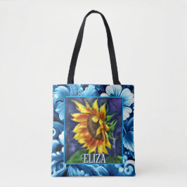 Sunflower at Night Flower Floral Personalized Tygkasse
