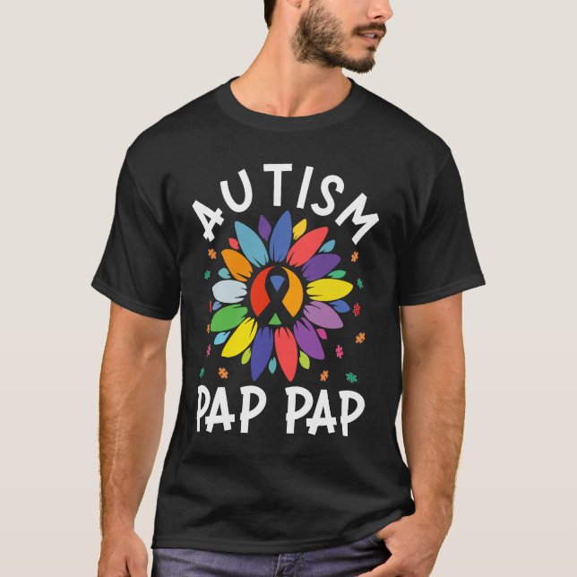 Sunflower Autism Awareness Day Matching Autism Pap T Shirt (Framsida)