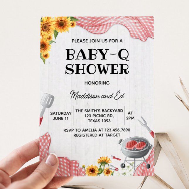 Sunflower Baby Q Baby Shower Inbjudningar (Baby Q Baby Shower Invitation)