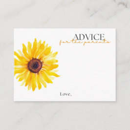 Sunflower Baby Shower Advice Card | Floral Advice Rådkort