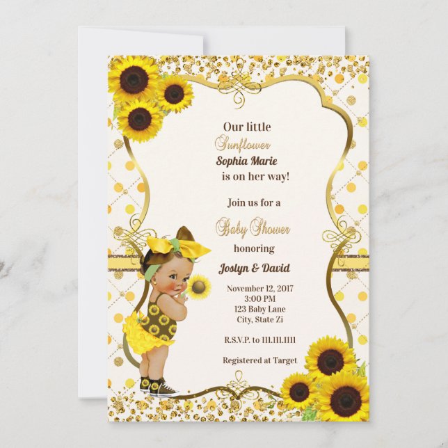 SUNFLOWER BABY SHOWER-INVIKTER INBJUDNINGAR (Framsida)