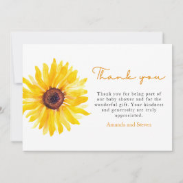 Sunflower Baby Shower Thank You Card Tack Kort
