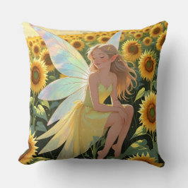 Sunflower Background with a Fairy  Kudde