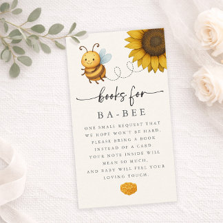 Sunflower Bee Baby Shower Book Request Card Visitkort
