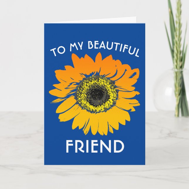 SUNFLOWER BIRTHDAY FRIEND GREETARD KORT (Framsida)