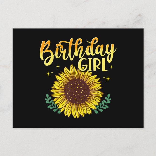 Sunflower Birthday Girl Party Family Matching Vykort (Framsida)