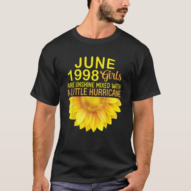 Sunflower Born In June 1998 Girls Sunshine Mixed A T Shirt (Framsida)