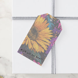Sunflower Botanical Acrylic Painted Floral Presentetikett