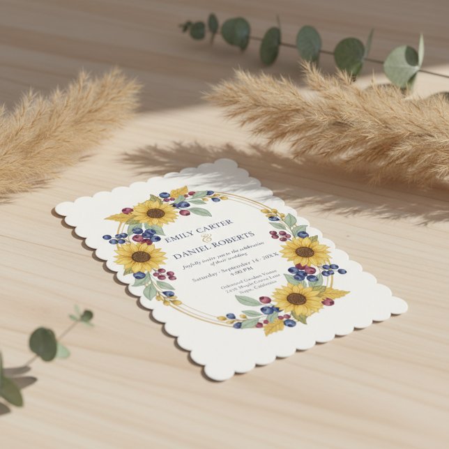 Sunflower Botanical Wedding Invitation Inbjudningar (Skapare uppladdad)