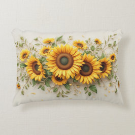 Sunflower Bouquet Botanical Art Prydnadskudde